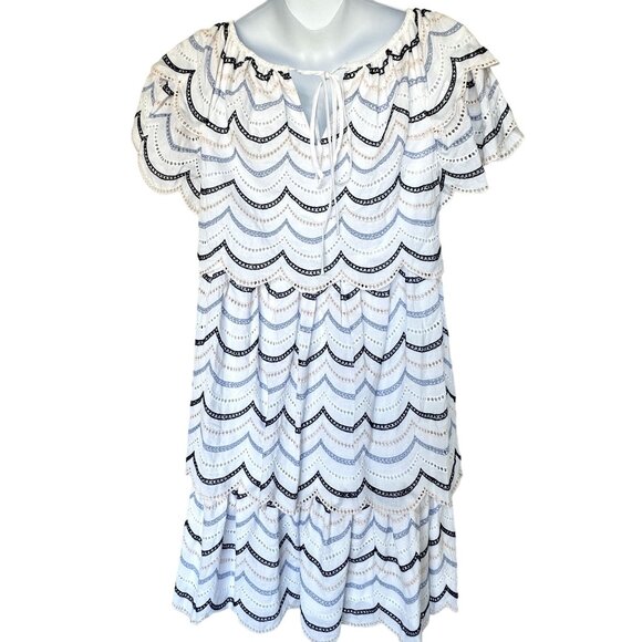 Luisa Beccaria Tiered Scalloped Dress IT 42 US 6 NWOT Milan Fashion Week - Picture 5 of 14